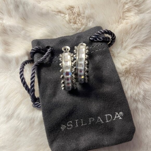 Silpada Silver - Cubic Zirconia Hoop Earrings - Picture 1 of 3